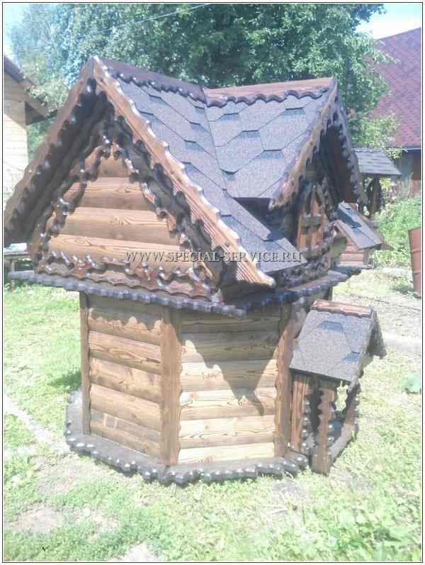 наколодезный домик под старину из состаренной древесины